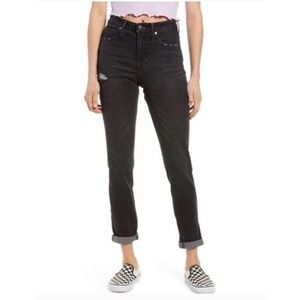 BP Women's Black Wash Factory Distressed Mom Jeans Size 24 New with Tags